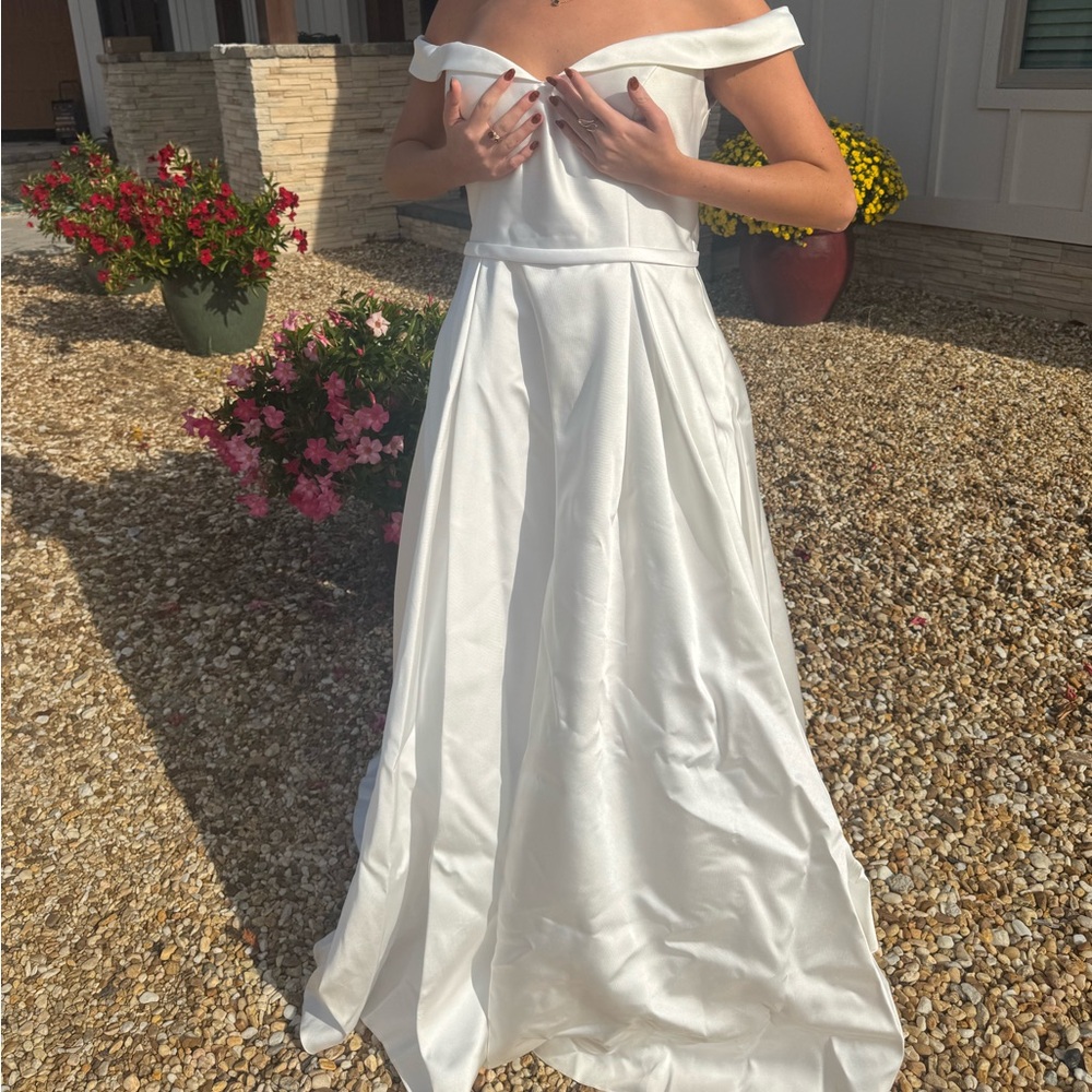 Alyce Paris Off-Shoulder White Gown - Picture 5 of 7